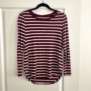 Loose Fit Maroon Striped Women’s long sleeve soft shirt size small